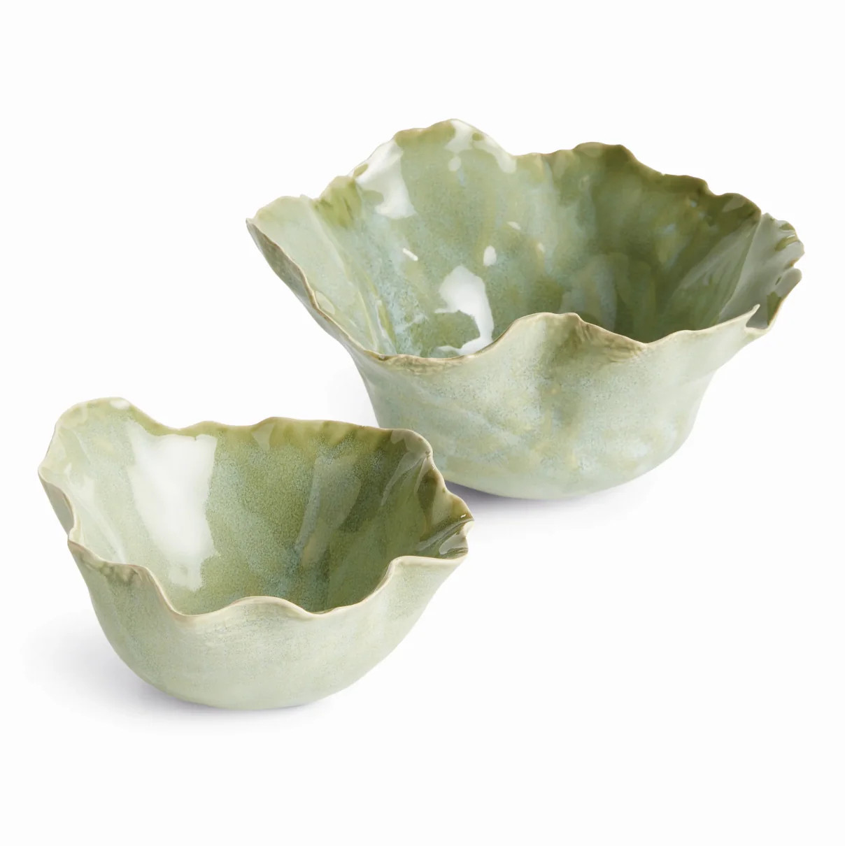 Seafoam Wavy Decorative Bowl - Set of 2 | Cailini Coastal