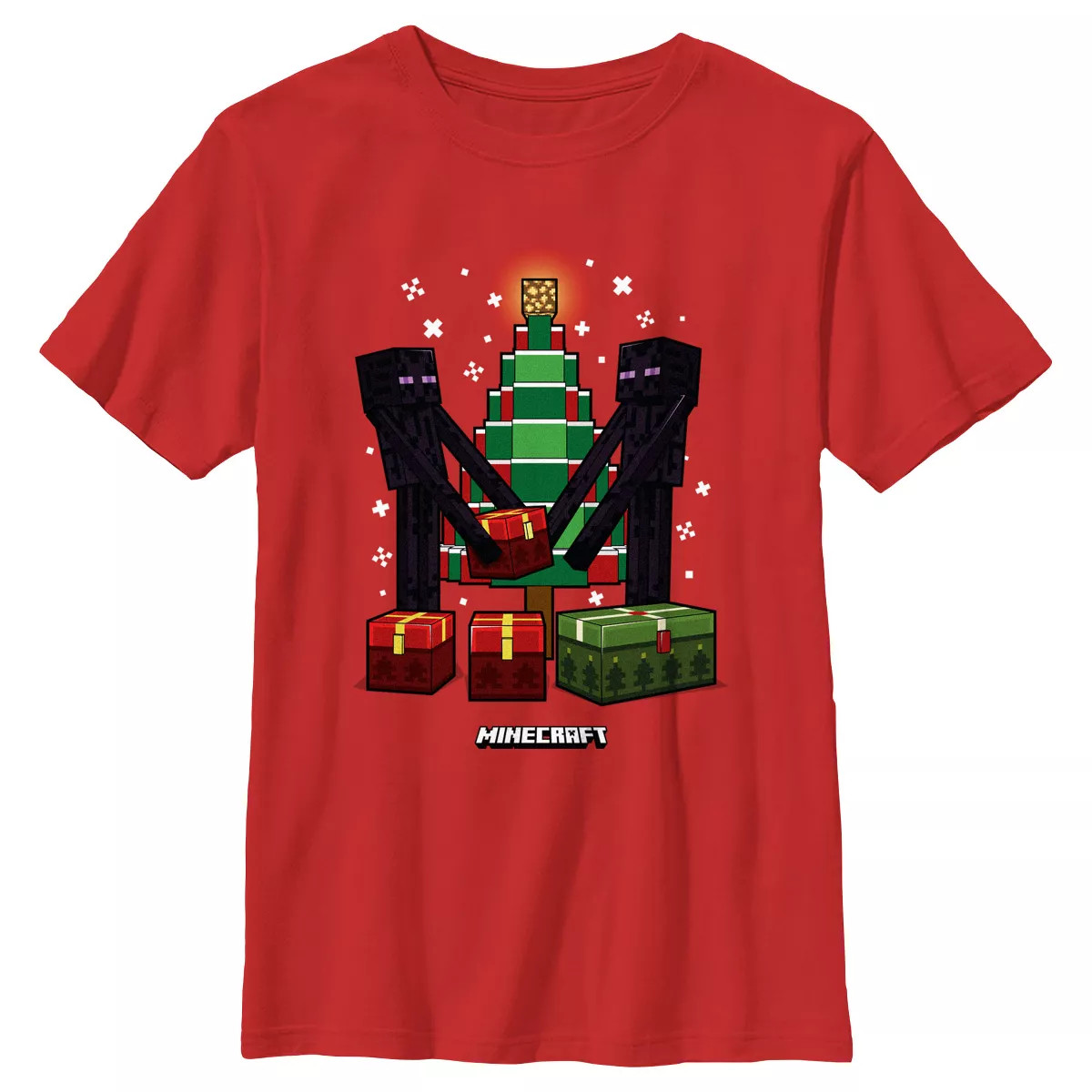 Boy's Minecraft Christmas Tree Endermans T-Shirt | Target