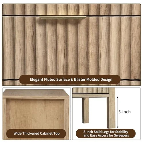 Fluted 5 Drawer Dresser, Wooden Chest of Drawers with Wide Metal Handles, 42" Tall Storage Dresse... | Walmart (US)