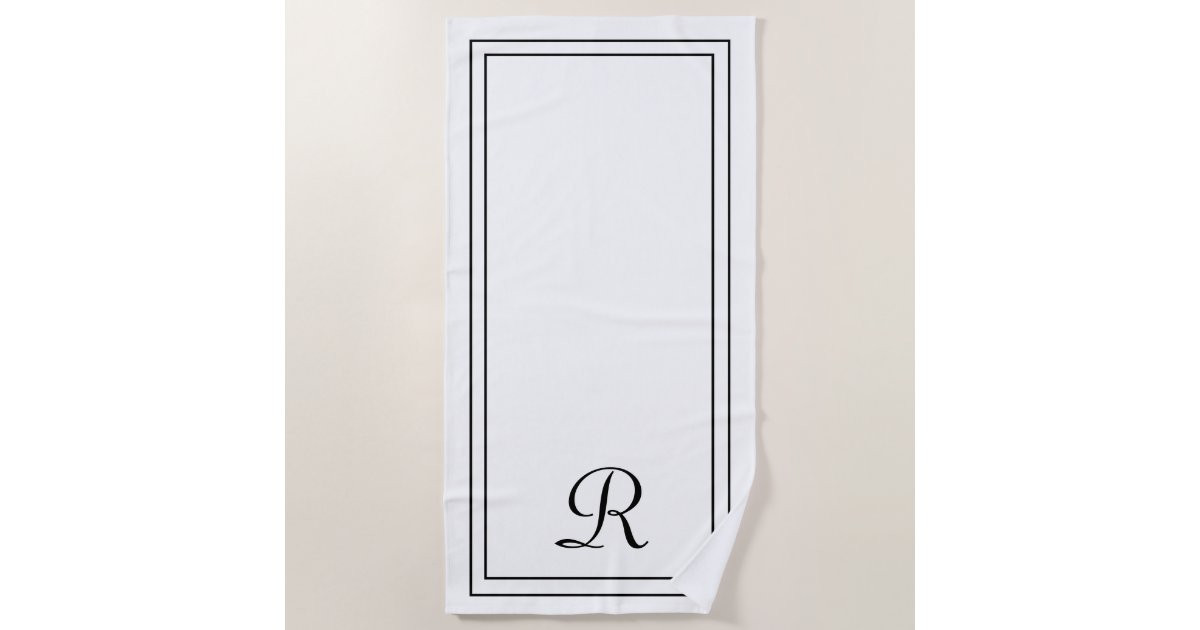 Simple Elegant White Monogram Beach Towel | Zazzle | Zazzle