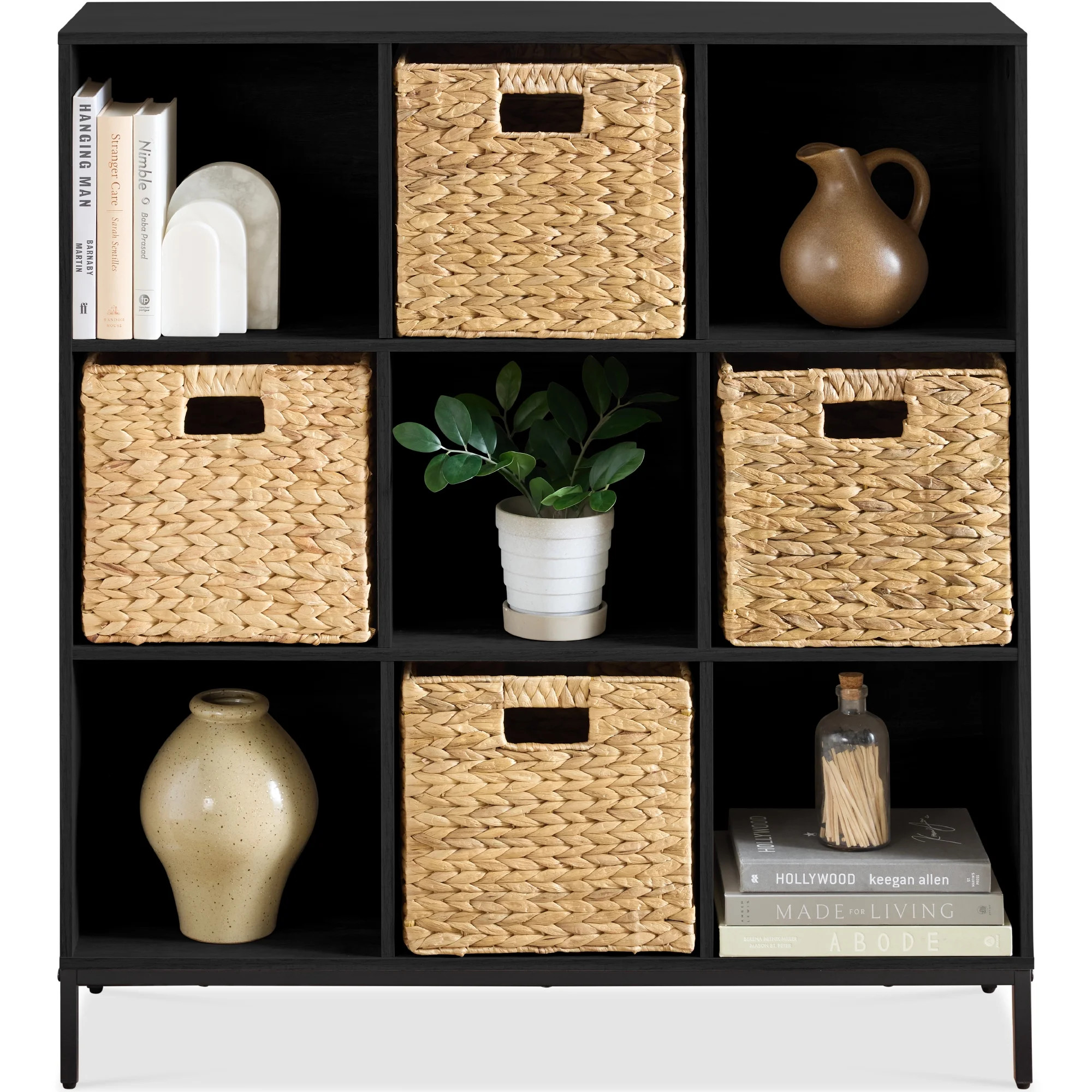 Best Choice Products Elevated 9-Cube Storage Organizer, 11in Shelf, Bookcase, Display Shelf, w/ Metal Legs Black | Walmart (US)