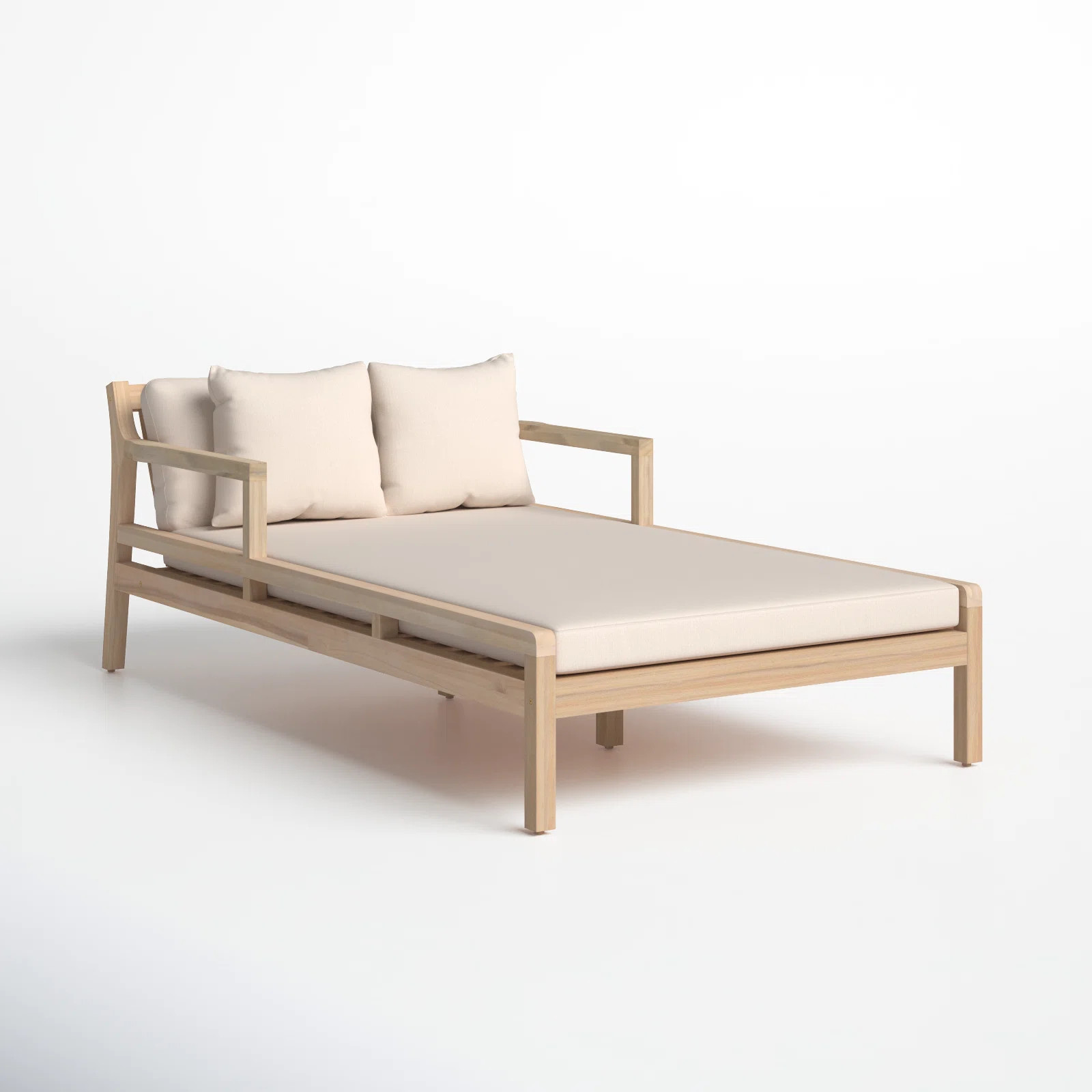 Amina Outdoor Acacia Double Chaise Lounge | Joss & Main