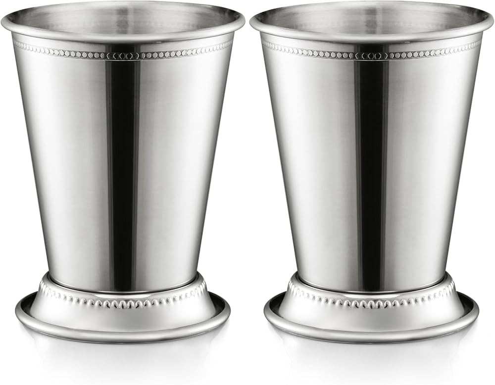 ZEAYEA Set of 2 Mint Julep Cups, Classic Stainless Steel Glasses for Party Bar Home Restaurant, 1... | Amazon (US)