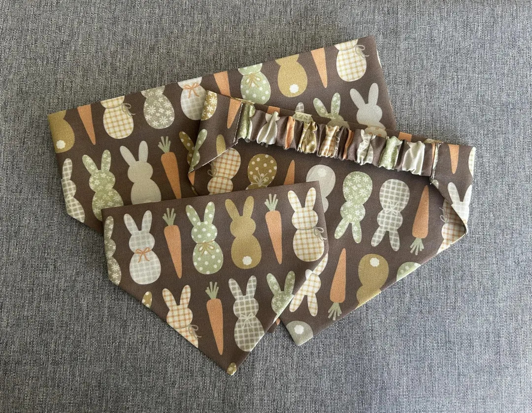 Rustic Easter Bunny Scrunchie Dog Bandana, Easter Pet Accessories | Etsy (US)