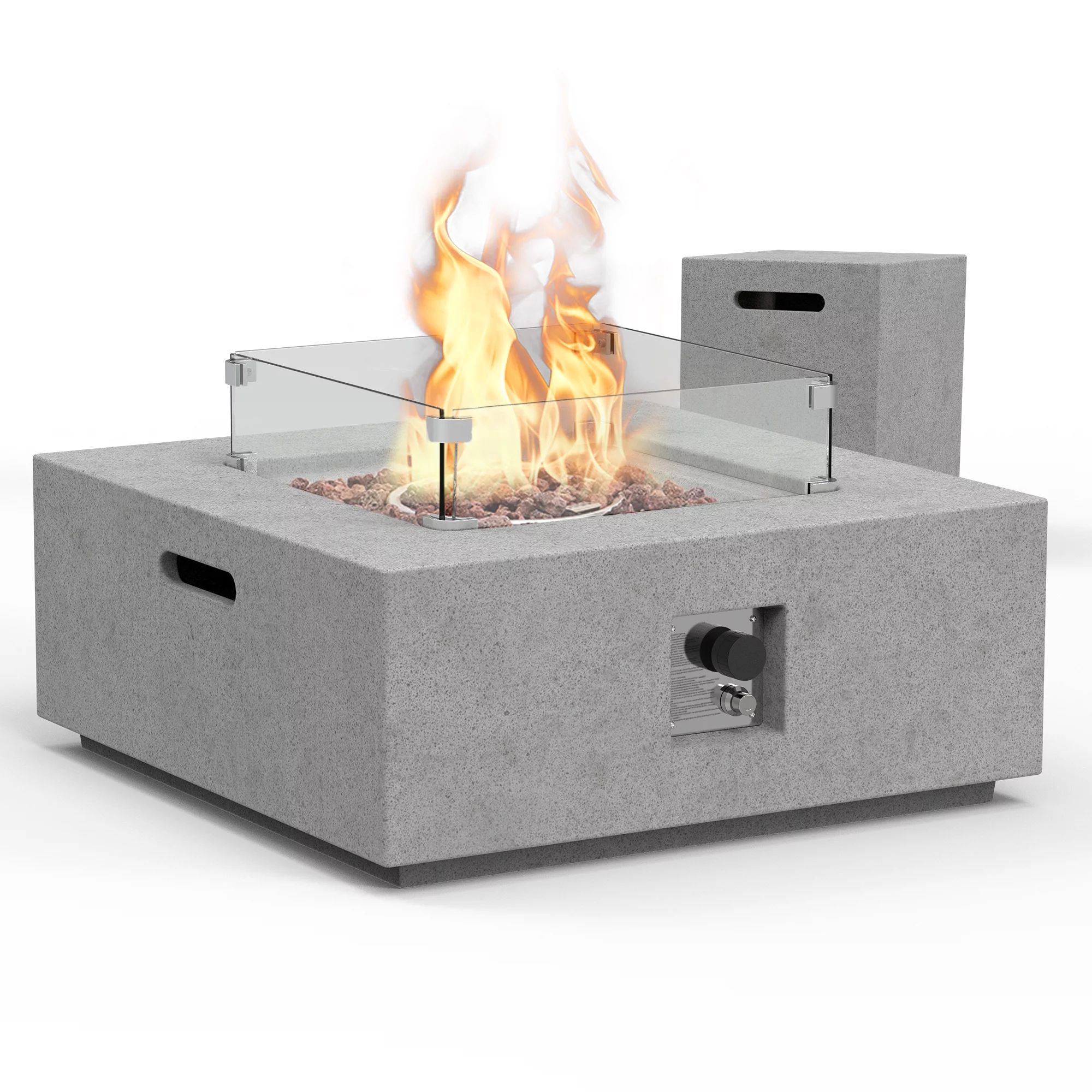 ESSENTIAL LOUNGER 35" Square 50000 BTU Propane Fire Pit Table | Walmart (US)