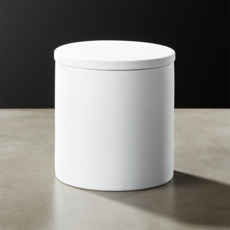 White Rubber Coated Canister + Reviews | CB2 | CB2