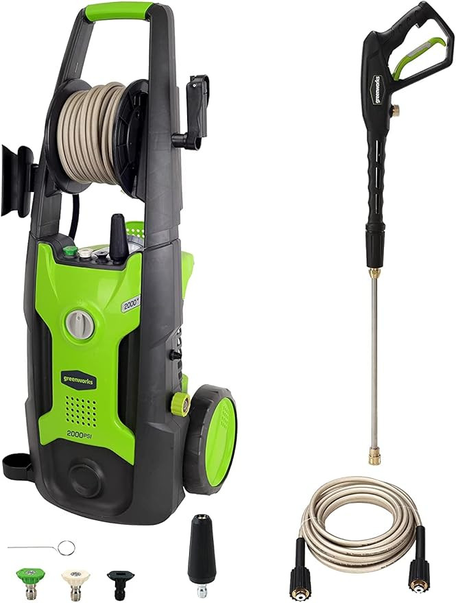 Greenworks 2000 PSI 13 Amp 1.2 GPM Pressure Washer with Hose Reel GPW2002 | Amazon (US)
