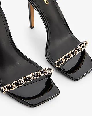 Chain Strap Square Toe High Heeled Sandals | Express