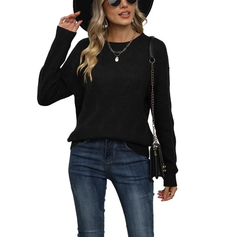 Uvplove Women's Fall Lightweight Sweater Knit Casual Pullovers Sweaters For Women - Walmart.com | Walmart (US)