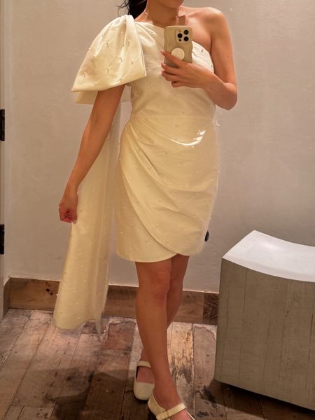 Anthropologie Weddings Bridal Event Dresses: Sachin & Babi Dova Puffed One-Shoulder Bow Train Wrap Mini Dress

#LTKstyletip #LTKwedding #LTKMostLoved