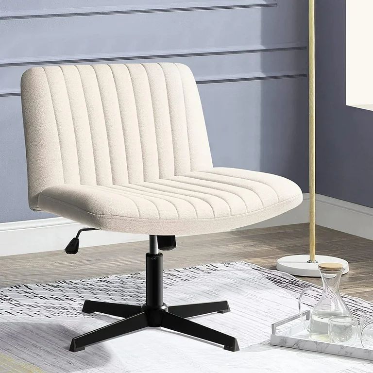 Vitesse Armless Office Desk Chair No Wheels,Fabric Padded Modern Swivel Vanity Chair,Height Adjus... | Walmart (US)