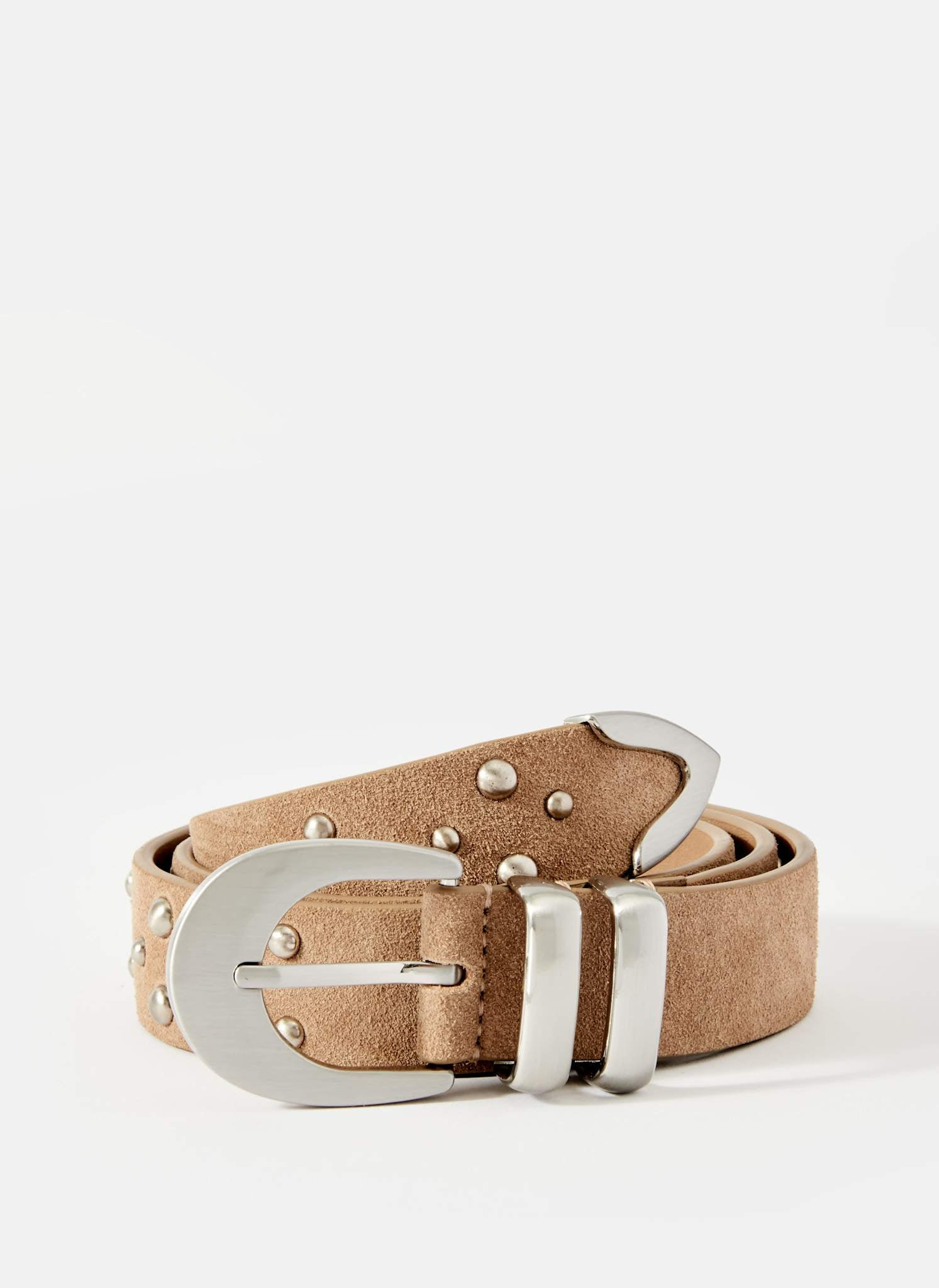 Beige Studded Suede Waist Belt | Mint Velvet