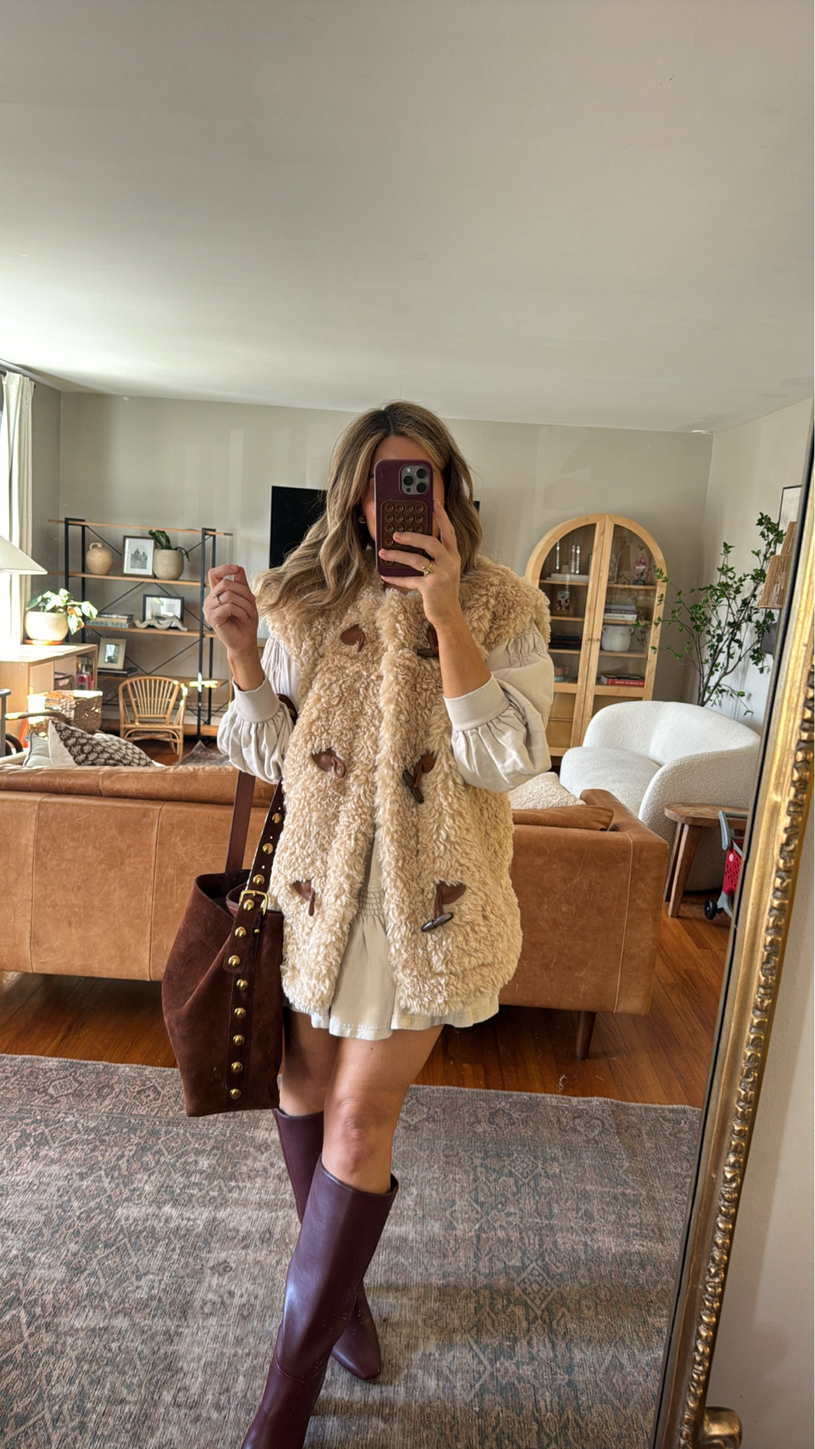 marty smocked mini dress Free People Marty Smocked Sweatshirt Hooded Tunic Mini Dress Brown S NEW