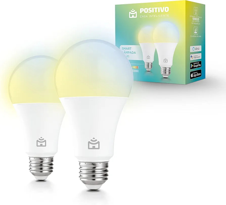 Kit Smart Lâmpada Wi-Fi Positivo Casa Inteligente, Iluminação Branca (Quente e Fria) e RGB (At... | Amazon (BR)