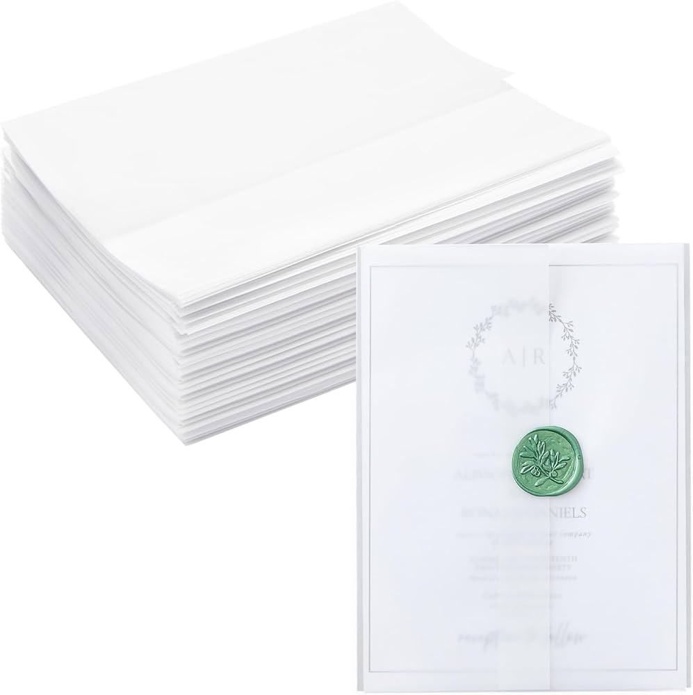 Bright Creations 100 Pack Vellum Jackets for 5x7 Invitations, Pre-Folded Bulk Transparent Paper E... | Amazon (US)