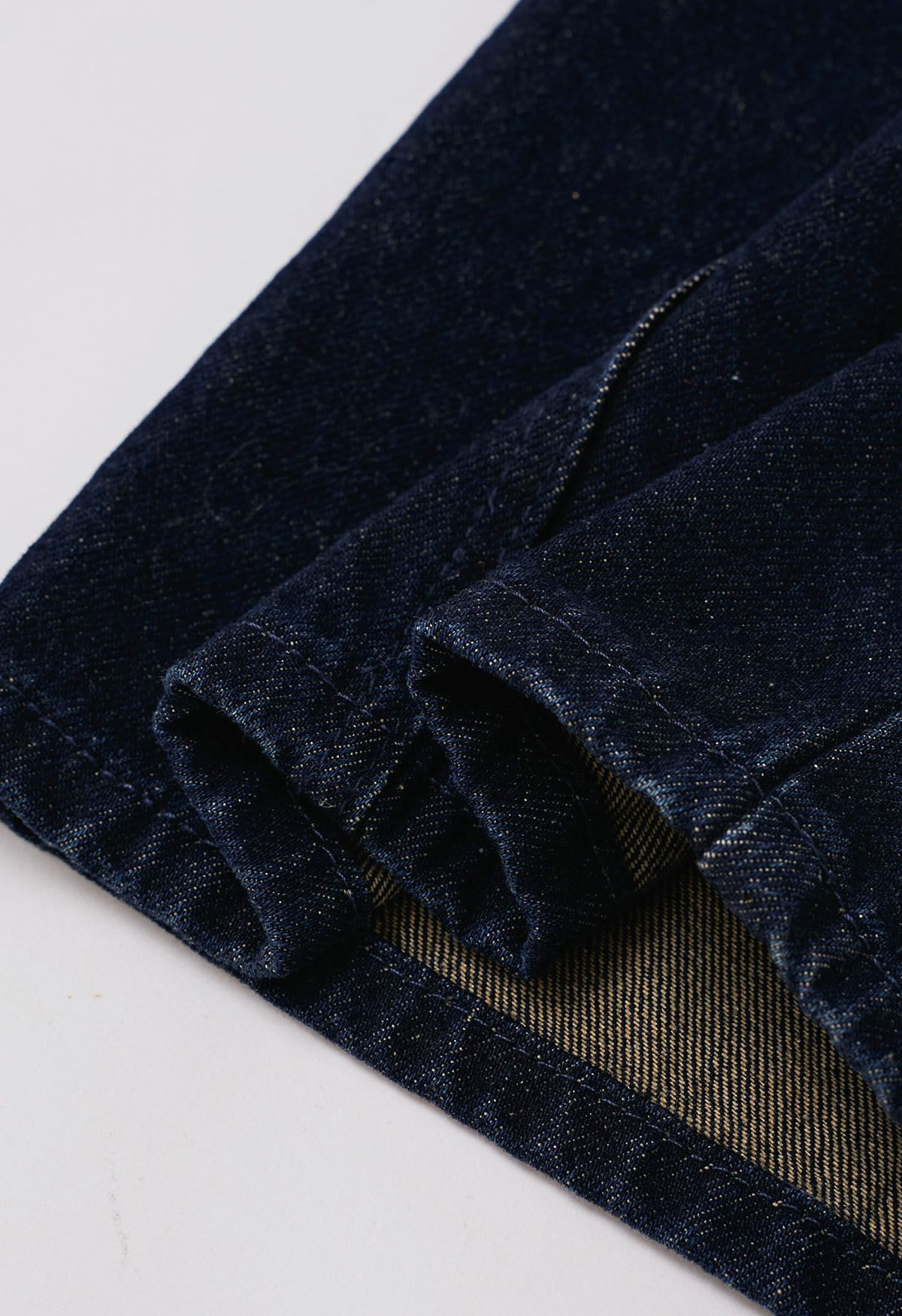 Classic Belted High-Waist Wide-Leg Jeans in Navy | Chicwish