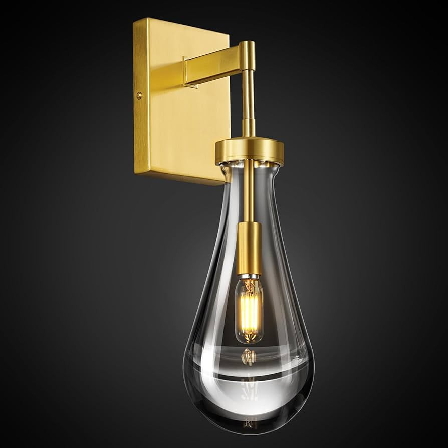 Raindrop Wall Sconces Gold Sconces Wall Decor Modern Brass Wall Lighting Glass Bathroom Sconces I... | Amazon (US)