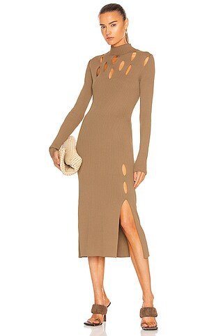 Dion Lee Slashed Rib Dress in Olive | FWRD 