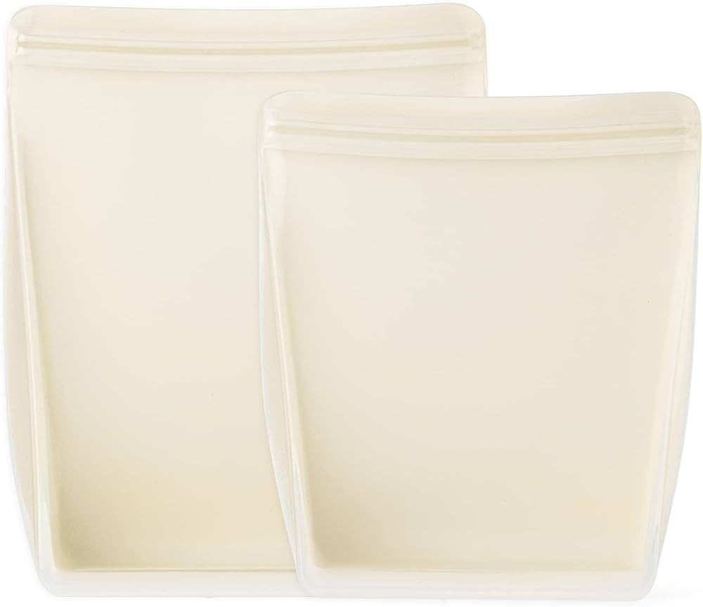 W&P Porter Silicone Reusable Storage Bags, Stand-Up Variety 2 Pack (36oz, 50oz), Cream, Food Stor... | Amazon (US)