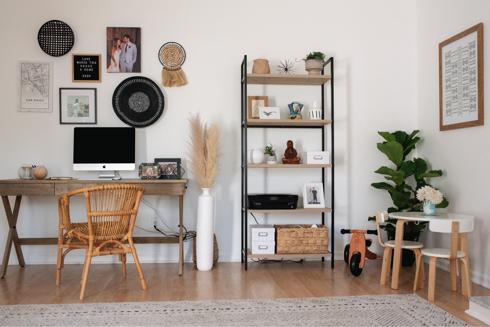Missing my office playroom a little extra today while I work in my small bedroom. 🙈

tribal rug, neutral living room palette, functional living room layout, boho living room style, computer desk,  bookcase, work from home, bohemian decorr

#LTKkids #LTKfamily #LTKhome