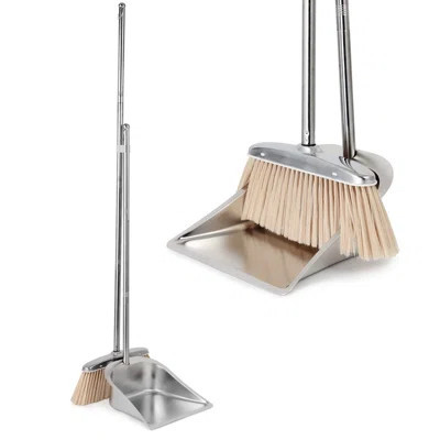Household Broom And Dustpan Set, Stainless Steel Broom And Dustpan Set With Long Handle | Wayfair North America