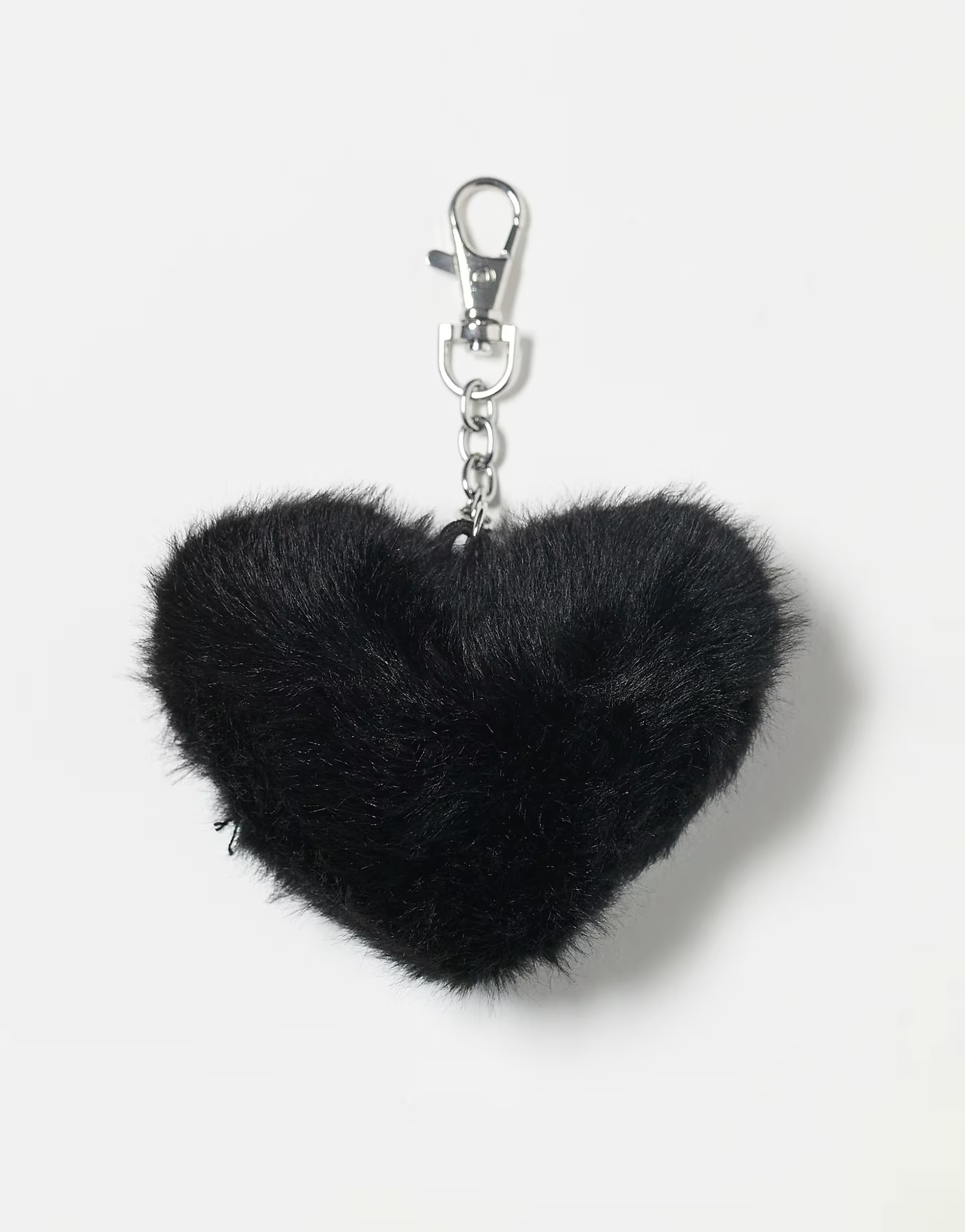 ASOS DESIGN fluffy heart bag charm keychain in black | ASOS (Global)