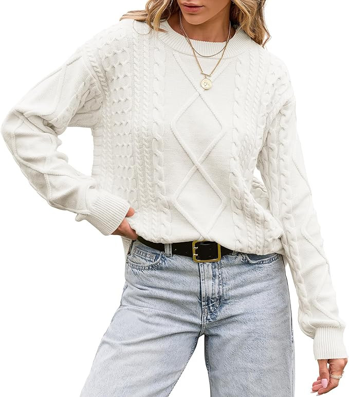 TARSE Womens Oversized Sweater Cable Knit Unisex Vintage Chunky Pullover Sweater Baggy Loose Fall... | Amazon (US)