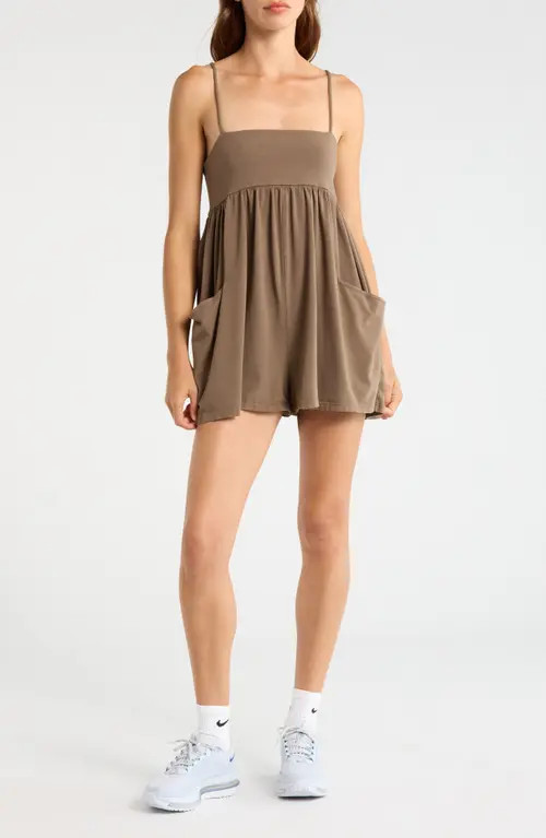 Free People FP Movement Hot Shot Strappy Romper in Pewter at Nordstrom, Size Medium | Nordstrom