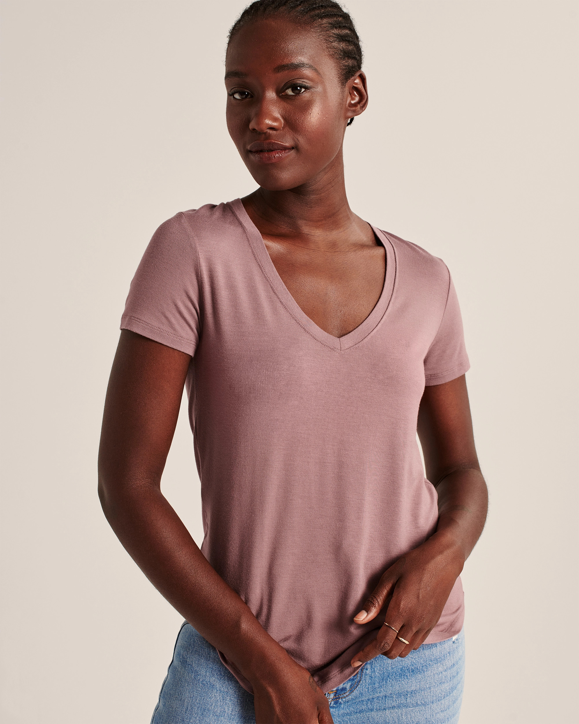 Drapey V-Neck Tee | Abercrombie & Fitch (US)