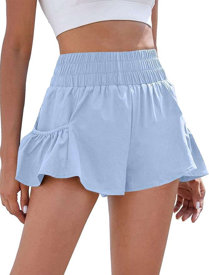 BMJL Womens High Waisted Shorts Athletic Running Shorts Workout Gym Quick Dry Flowy Shorts with P... | Amazon (US)