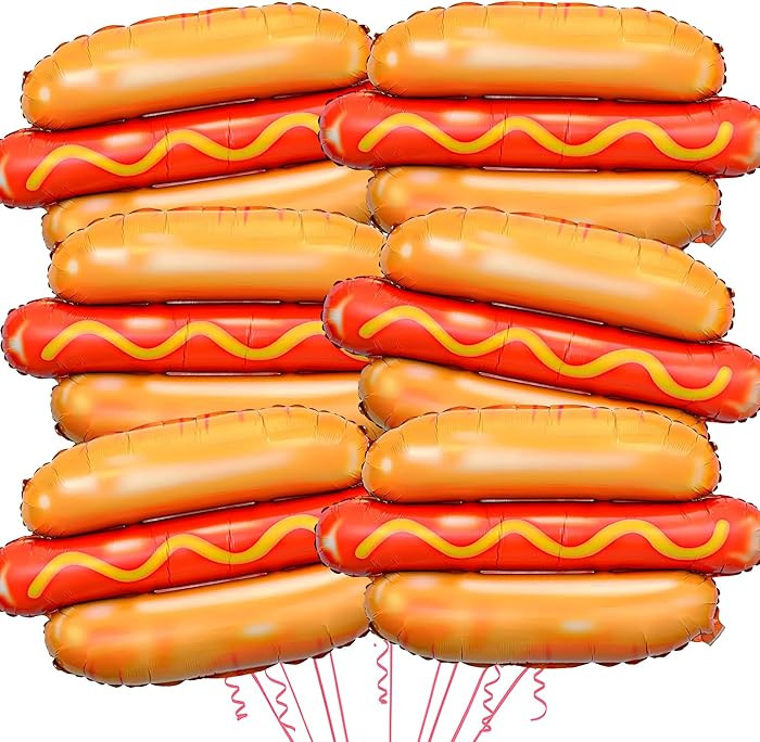 Hotdog-Balloons BBQ-Party-Balloon 6PCS 28in Funny Food Shaped Balloons BBQ Picnic Birthday Summer... | Amazon (US)
