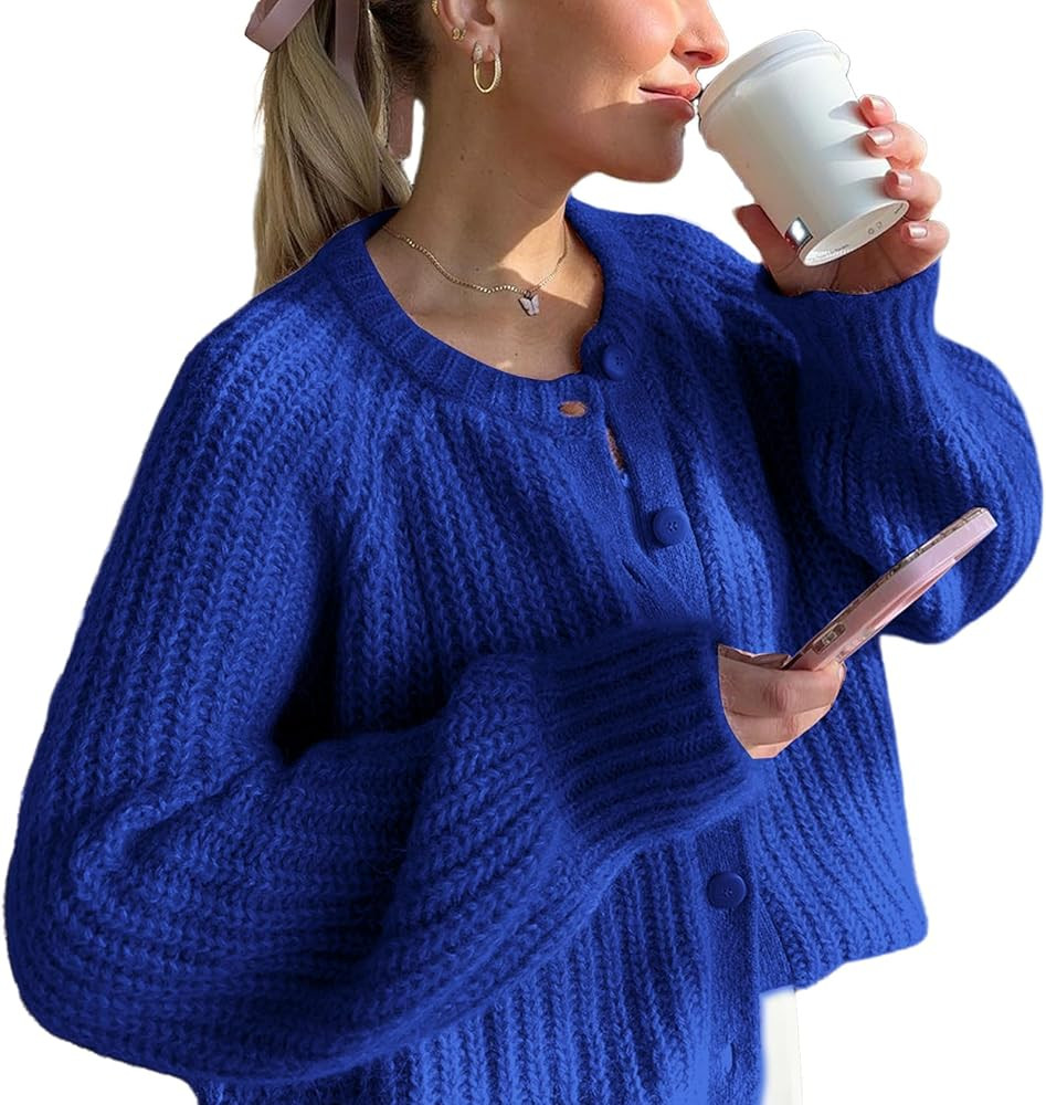 Wyeysyt Womens Cardigan Sweater Button Down Long Sleeve Chunky Soft Knit Sweater Fall Open Front ... | Amazon (US)