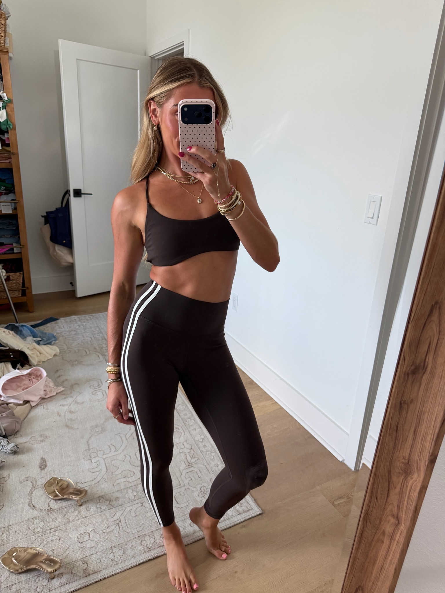 @athluna size XS open back sports bra and contrast striped leggings. Playful lines, zero effort. This standout sports bra features a low-cut scoop neckline paired with an unexpected curved hem that visually contours your waist. The intricate, double-crisscross thin straps deliver a striking, weightless back design that effortlessly transitions from a studio Pilates flow to a brisk weekend walk. Complete with a built-in shelf and removable cups, it keeps you supported and sculpted in our buttery-soft LunaAiry™ fabric. Meet your new go-to leggings. Thoughtful color blocking adds a playful twist, especially paired with the matching bra. Soft, breathable fabric moves with you — so comfortable, you’ll forget you’re wearing them.

#LTKootd #LTKfitnessgoals #LTKActive