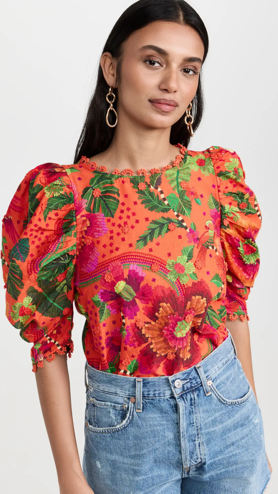 FARM Rio Blooming Garden Orange Blouse | Shopbop | Shopbop