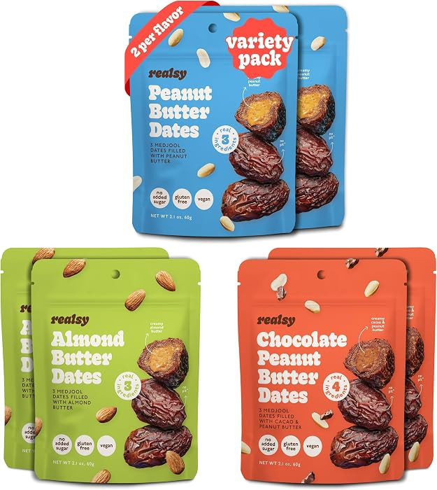 Realsy Pitted & Stuffed Medjool Dates, Organic Dates with No Sugar Added, Gluten-Free, Vegan, Goo... | Amazon (US)