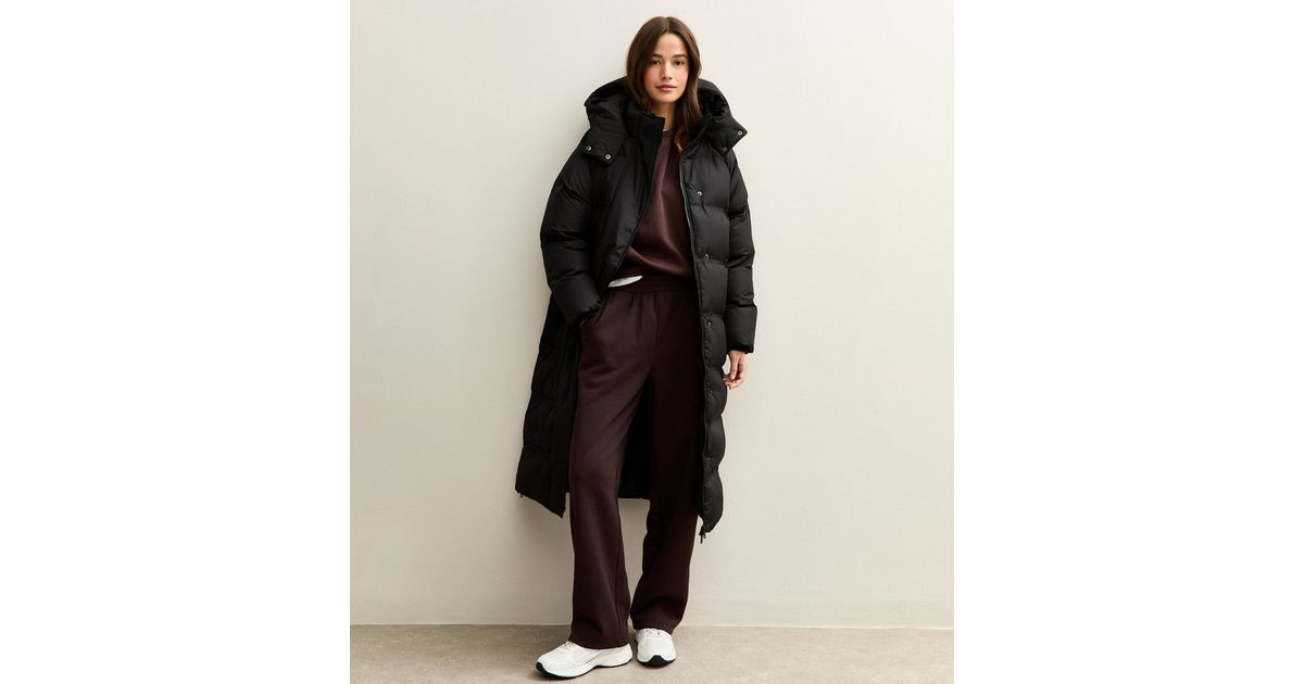 Black Longline Padded Puffer Coat | New Look | New Look (UK)