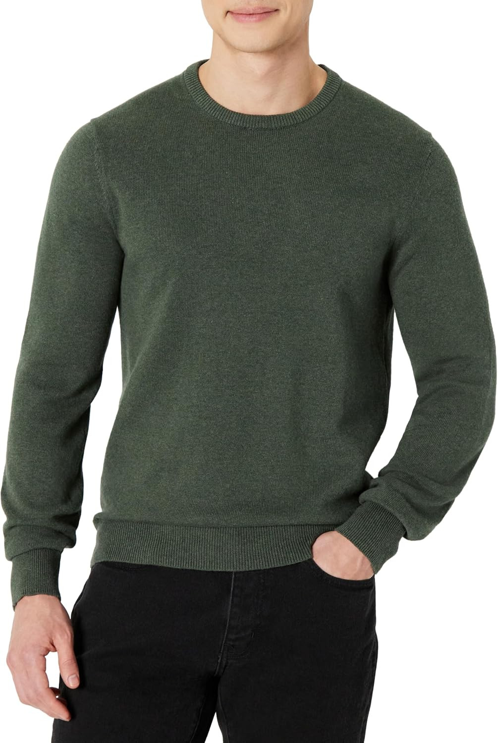 Amazon Essentials Men's Cable Knit Long-Sleeve Crewneck Sweater, 100% Cotton, Big & Tall Options Available | Amazon (US)