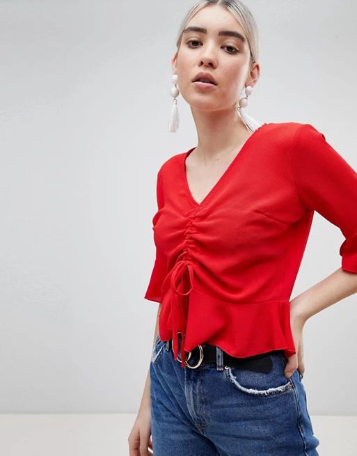 Boohoo Ruched Front Top | ASOS US