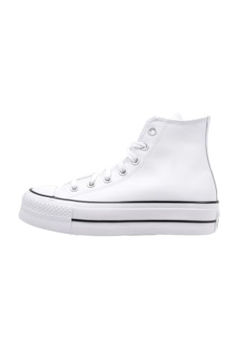 Converse Women's Chuck Taylor All Star Lift Platform Leather High Top, White/Black/White, 10.5 | Amazon (US)