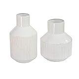 Stratton Home Décor Stratton Home Decor Set of 2 Metal White Table Vase | Amazon (US)