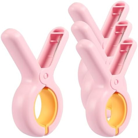 Beach Chairs Clips, Pink 4 PCS Beach Towel Clips for Cruise/Pool Chairs, Cloth Pins Quilt Drying ... | Amazon (US)