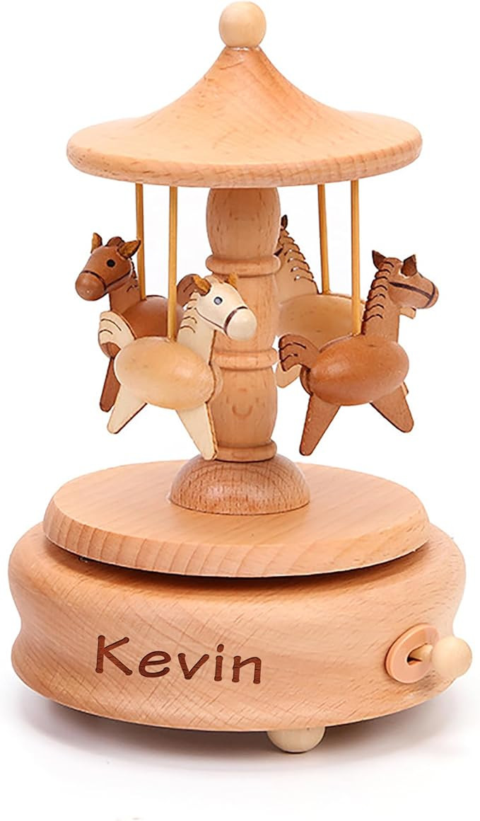 Personalized Carousel Music Box Custom Wooden Horse Music Box Gifts for Birthday Christmas Engrav... | Amazon (US)