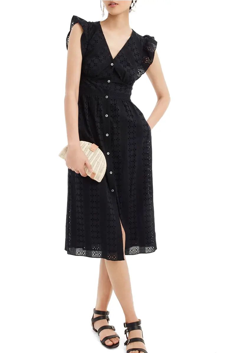 J.Crew Ruffle Sleeve Eyelet Dress | Nordstrom