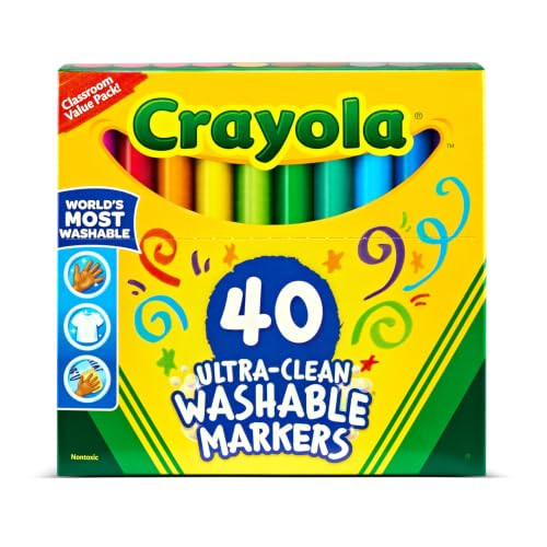 Crayola Ultra Clean Washable Markers (40ct), Teacher School Supplies for Kids, Broad Line Colored... | Amazon (US)