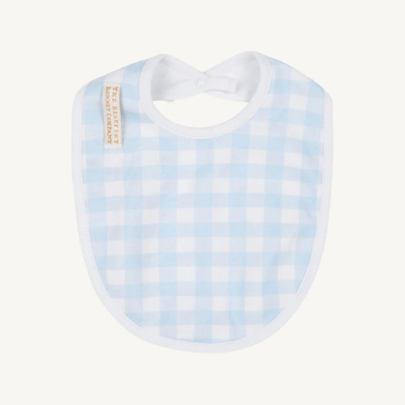 Burp Me Bib - Buckhead Blue Gingham with Worth Avenue White | The Beaufort Bonnet Company