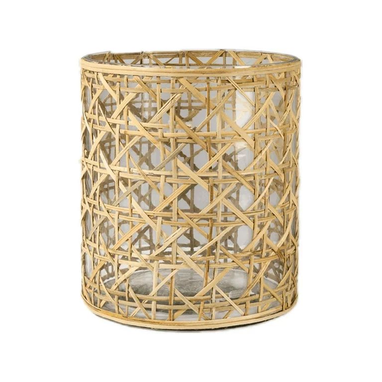 Serene Spaces Living Saigon Cane Wrapped Glass Hurricane Candle Holder, Candle Centerpieces for T... | Walmart (US)