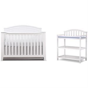 Baby Crib and Changing Table 2 Piece Set in White | Cymax
