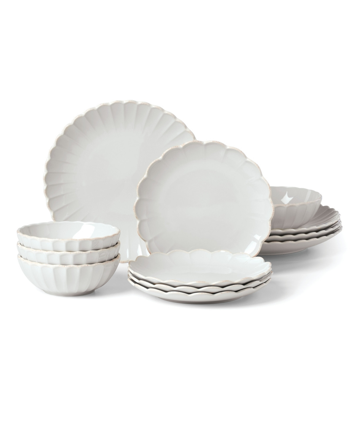 Lenox French Perle Scallop 12 Pc. Dinnerware Set, Service for 4 - White | Macy's