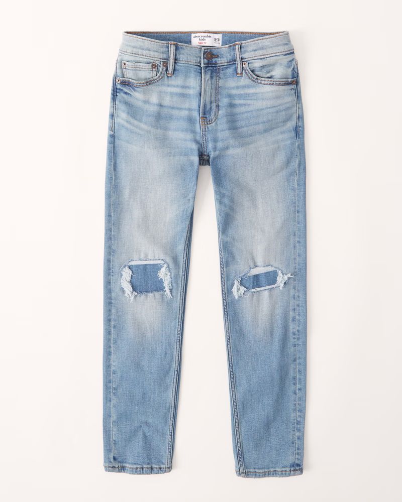 abercrombie kids boys easy-fit taper jeans in light ripped wash - size 9/10 | Abercrombie & Fitch (US)
