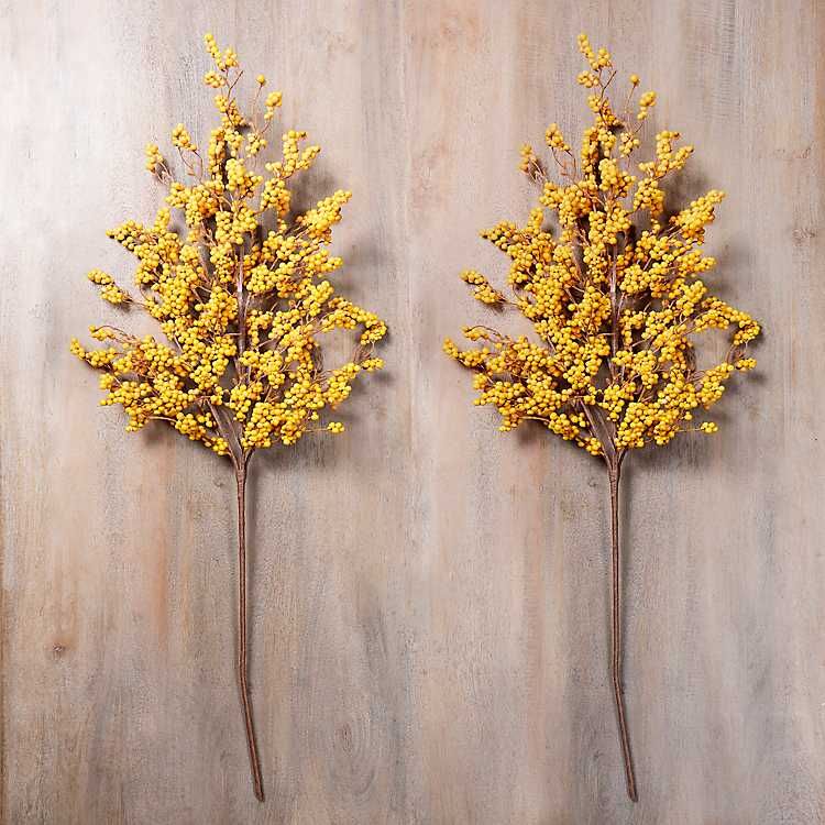 Yellow Berry Branch Stems, Set of 2 | Kirkland's Home